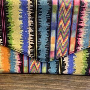 Multicolor Aztec Print Envelope Clutch Bag